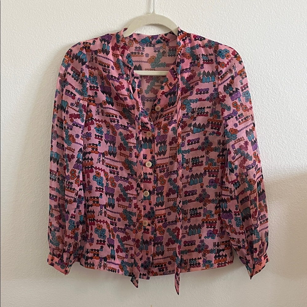 Silk Organza Sheer Vintage Blouse - image 1